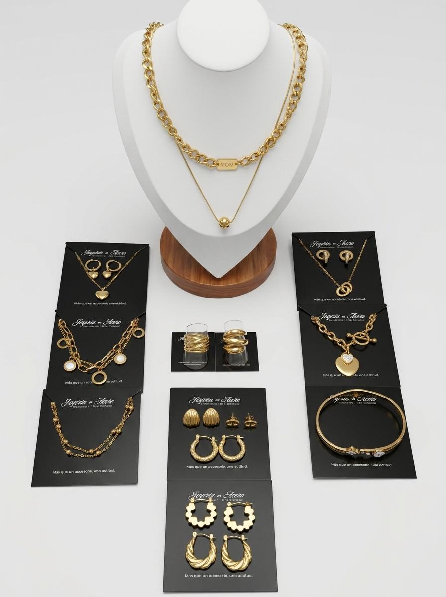 Kit Rubí detalle joyas acero